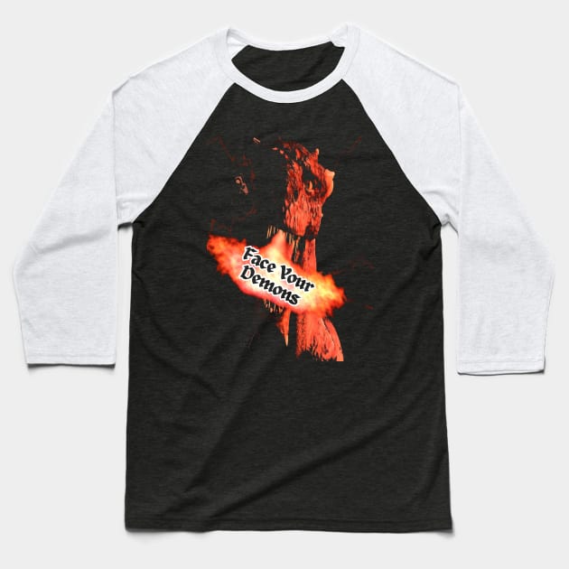 Face Your Demons Baseball T-Shirt by MckinleyArt